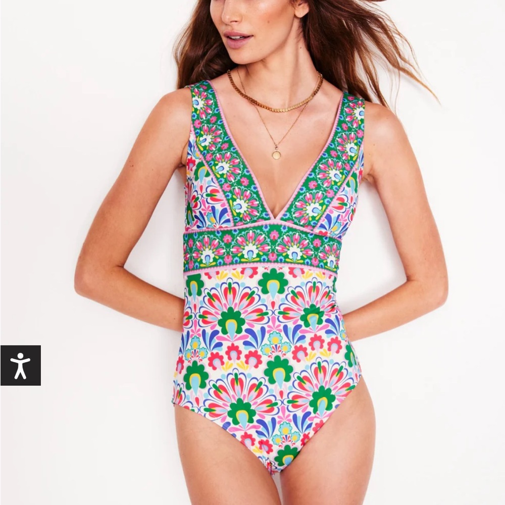 Boden Porto V-Neck Swimsuit in Dandelion